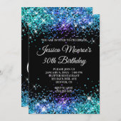 Sparkly Mermaid Glitter Black 30th Birthday Kaart (Voorkant / Achterkant)