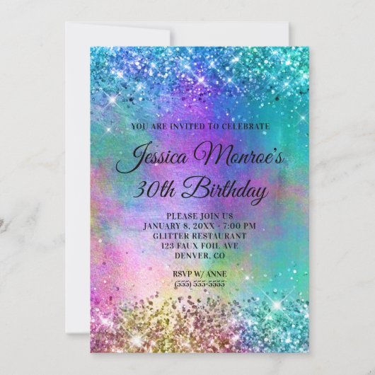 Sparkly Mermaid Glitter Folie 30th Birthday Kaart (Voorkant)