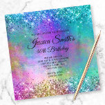 Sparkly Mermaid Glitter Folie 40th Birthday Kaart<br><div class="desc">Een girale hedendaagse monogramme 40ste verjaardag uitnodiging voor haar. Faux sparkly mermaid glitter tegen een coördinerend faux glanzend geborsteld metaal folie gekleurd fotostijlvol afbeelding. De fancy kalligrafie en de tekst in het gepersonaliseerde monogram kunnen worden aangepast. Alle glans en glans in dit moderne, kleine design worden gemaakt met een gedrukte...</div>