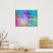 Sparkly Mermaid Glitter Folie 40th Birthday Welkom Poster (Keuken)