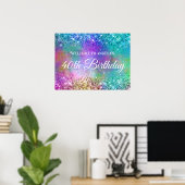 Sparkly Mermaid Glitter Folie 40th Birthday Welkom Poster (Thuiskantoor)
