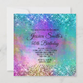 Sparkly Mermaid Glitter Folie 50th Birthday Kaart (Voorkant)