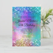 Sparkly Mermaid Glitter Folie 50th Birthday Kaart (Staand voorkant)