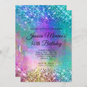 Sparkly Mermaid Glitter Folie 50th Birthday Kaart (Voorkant / Achterkant)