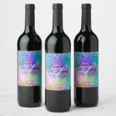 Sparkly Mermaid Glitter Folie 50th Birthday Wijn Etiket (Flessen)