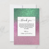Sparkly Mermaid Green Berry Pink Glitter Ombre Bedankkaart (Voorkant)