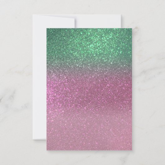 Sparkly Mermaid Green Berry Pink Glitter Ombre Bedankkaart (Achterkant)