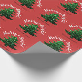 Sparkly Merry Bright Kerstboom Aangepaste naam Cadeaupapier (Hoek)