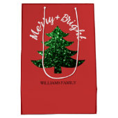 Sparkly Merry Bright Kerstboom Aangepaste naam Medium Cadeauzakje (Achterkant)
