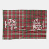 Sparkly Merry Christmas Plaid Family Name Theedoek (Horizontaal)