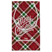 Sparkly Merry Christmas Plaid Klein Cadeauzakje (Achterkant)
