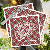 Sparkly Merry Christmas Plaid Servet