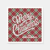 Sparkly Merry Christmas Plaid Servet (Voorkant)