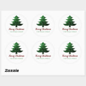 Sparkly Merry Christmas tree groen Familienaam Ronde Sticker (Vel)