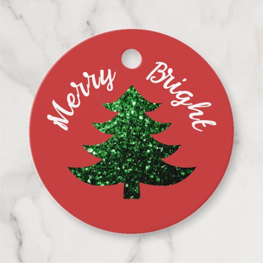 Sparkly Merry heldere kerstboom Aangepaste naam Bedankjes Labels (Voorkant)