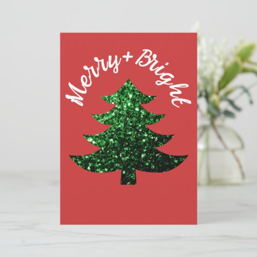 Sparkly Merry heldere kerstboom Aangepaste naam Feestdagenkaart (Staand voorkant)