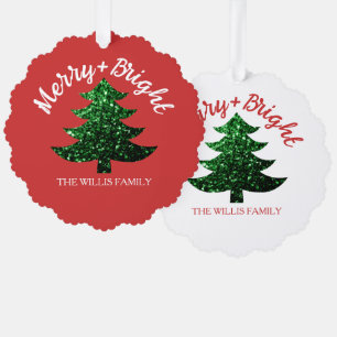 Sparkly Merry heldere kerstboom Aangepaste naam Ornament Kaart