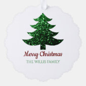 Sparkly Merry heldere kerstboom Aangepaste naam Ornament Kaart (Achterkant)