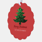 Sparkly Merry heldere kerstboom Aangepaste naam Ornament Kaart (Links)