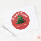 Sparkly Merry heldere kerstboom Aangepaste naam Ronde Sticker (Envelop)