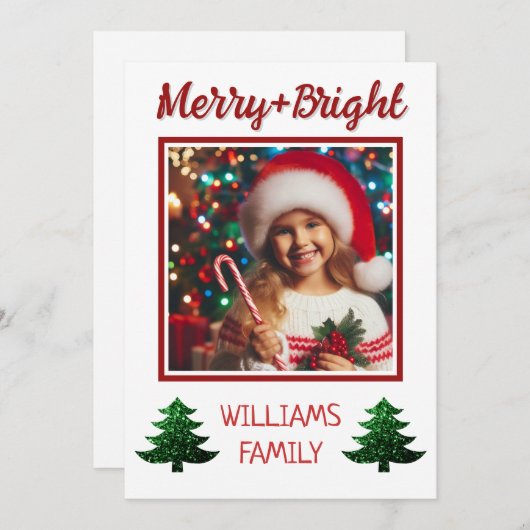 Sparkly Merry heldere kerstboom Custom foto Feestdagenkaart (Voorkant / Achterkant)