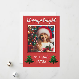 Sparkly Merry heldere kerstboom Custom foto Feestdagenkaart