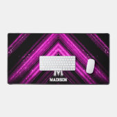 Sparkly metaal hete neon roze zwarte chevron Monog Bureaumat (Keyboard & Muis)