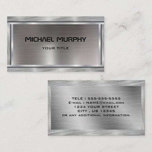 Sparkly Metal Aluminium Silver geborsteld professi Visitekaartje (Voorkant / Achterkant)