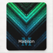 Sparkly metal aqua green galaxy chevron Monogram Muismat (Voorkant)