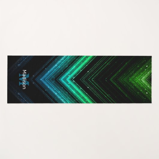 Sparkly metal aqua green galaxy chevron Monogram Yogamat (Voorkant (horizontaal))