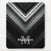 Sparkly metal Silver Black Melkweg Chevron Monogra Muismat (Voorkant)