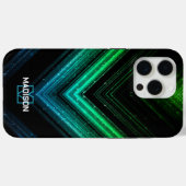 Sparkly metalen neon aqua groene chevron Monogram Case-Mate iPhone Case (Achterkant (horizontaal))
