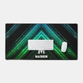 Sparkly metalen neon groen sterrenstelsel chevron bureaumat (Keyboard & Muis)