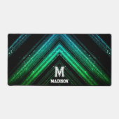 Sparkly metalen neon groen sterrenstelsel chevron bureaumat (Voorkant)