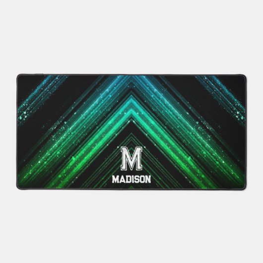 Sparkly metalen neon groen sterrenstelsel chevron  bureaumat (Voorkant)