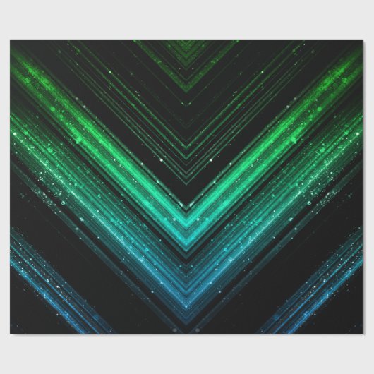 Sparkly metallic aqua green galaxy chevron lines cadeaupapier (Vlak)