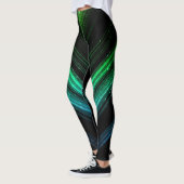 Sparkly metallic aqua green galaxy chevron lines leggings (Links)