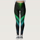 Sparkly metallic aqua green galaxy chevron lines leggings (Voorkant)