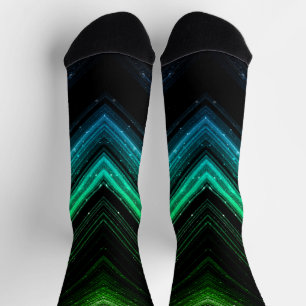Sparkly metallic aqua green galaxy chevron lines sokken