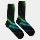 Sparkly metallic aqua green galaxy chevron lines sokken (Rechts)