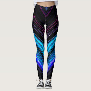 Sparkly metallic blauwe paarse sterrenstelsels leggings