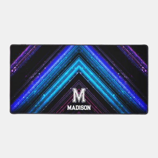 Sparkly metallic blue paarse chevron Monogram Bureaumat (Voorkant)