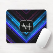 Sparkly metallic blue paarse chevron Monogram Muismat (Met muis)