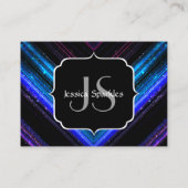 Sparkly metallic blue paarse chevron Monogram Visitekaartje (Achterkant)