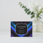 Sparkly metallic blue paarse chevron Monogram Visitekaartje (Staand voorkant)