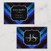 Sparkly metallic blue paarse chevron Monogram Visitekaartje (Voorkant / Achterkant)