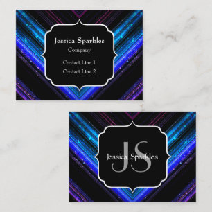 Sparkly metallic blue paarse chevron Monogram Visitekaartje
