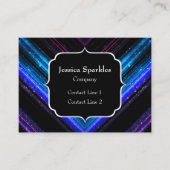 Sparkly metallic blue paarse chevron Monogram Visitekaartje (Voorkant)