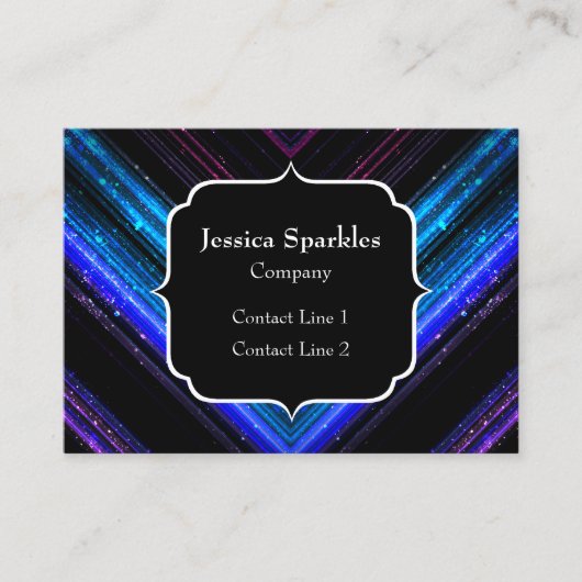 Sparkly metallic blue paarse chevron Monogram Visitekaartje (Voorkant)