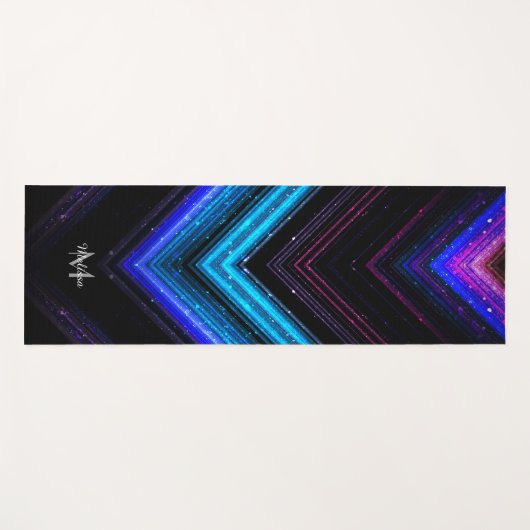 Sparkly metallic blue paarse chevron Monogram Yogamat (Voorkant (horizontaal))